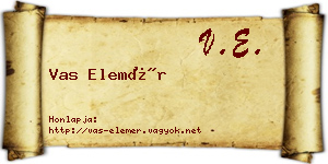 Vas Elemér névjegykártya
